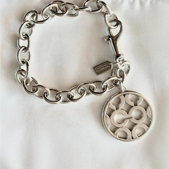 NWOT Coach 925 Sterling Silver Op Art Disc Charm Bracelet - Picture 2 of 4